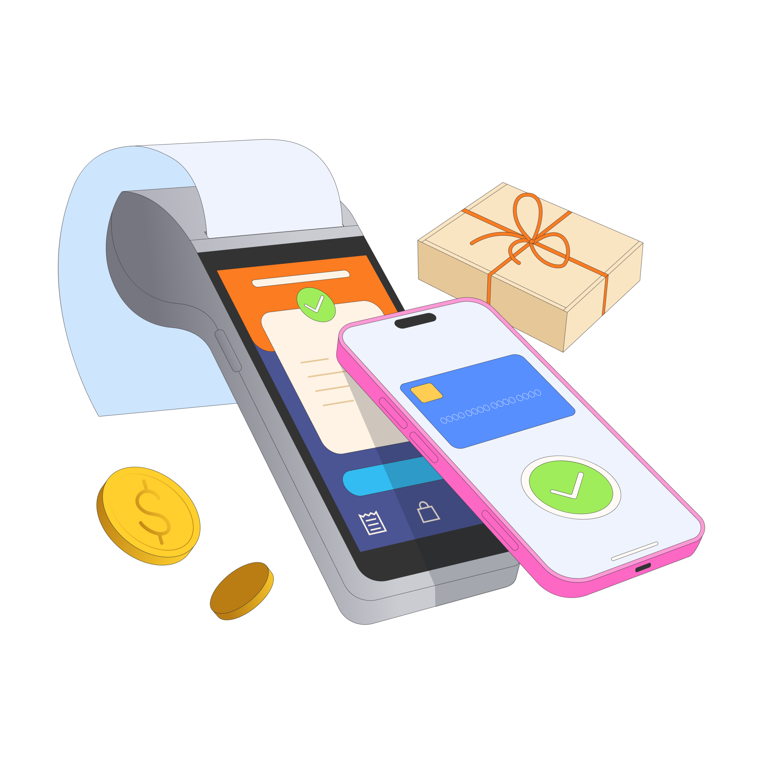 Contactless payments via smartphone, POS terminal